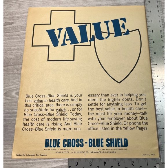 Blue Cross Blue Shield Vintage Print Ad 1964 Health Insurance Medical Value - Picture 6 of 6